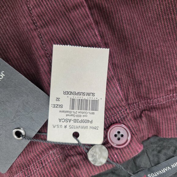 JOHN VARVATOS | Weathered Red Striped Suspender Waist Pants Size 32 x34 - Picture 7 of 12